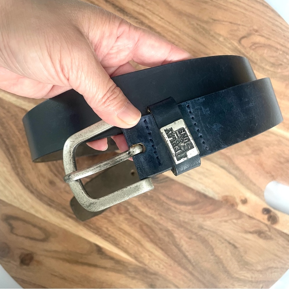 Replay & Sons | dark navy distressed leather belt made in Italy